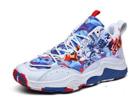 Fashion Basketball Shoes HZJ82917 White Blue Multi Color